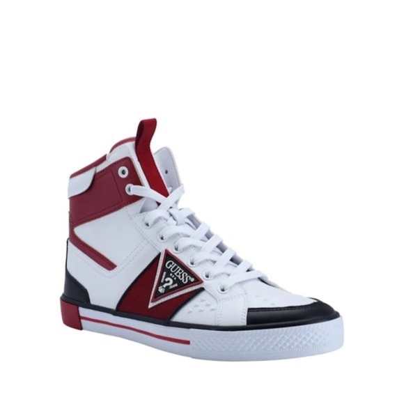 New GUESS Maeno Triangle Logo High-Top Sneakers - Picture 1 of 7